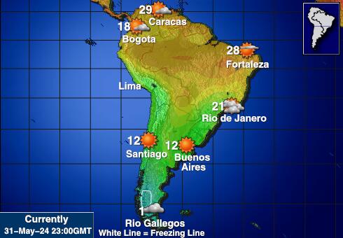 Аргентина Временска прогноза, Температура, Карта 