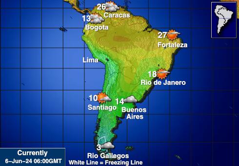 Argentína Időjárás hőmérséklet térképen 