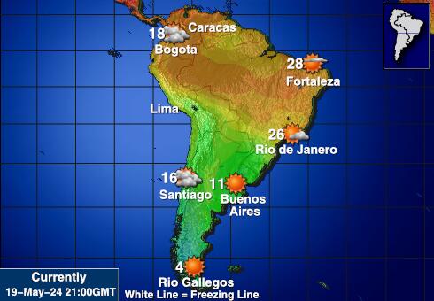 Аргентина Карта погоды Температура 