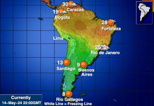 الأرجنتين خريطة درجة حرارة الطقس 