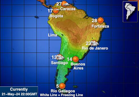 Argentina Harta temperaturii vremii 
