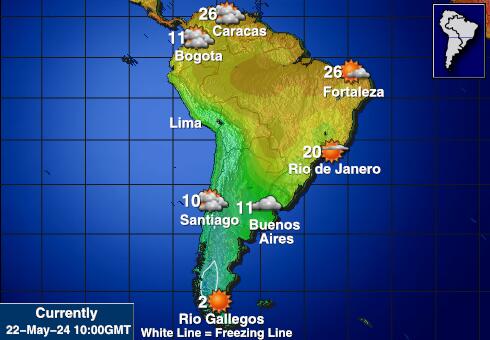 Argentina Ilm temperatuur kaart 