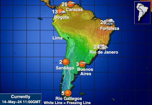 Argentína Időjárás hőmérséklet térképen 