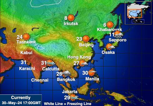 Ashmore és Cartier-szigetek Időjárás hőmérséklet térképen 