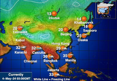एशमोर और कार्टियर आइलैंड्स मौसम का तापमान मानचित्र 