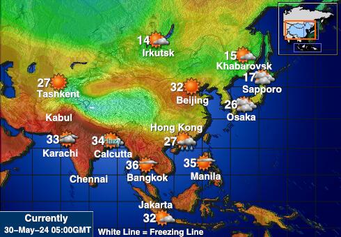 آشرم اور کرٹئیر جزائر موسم درجہ حرارت کا نقشہ 
