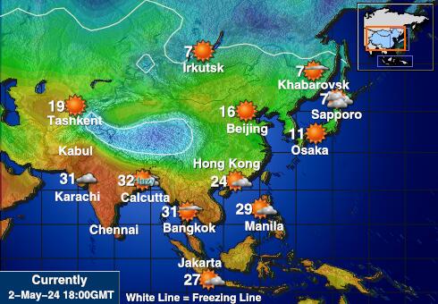 Азия Карта погоды Температура 