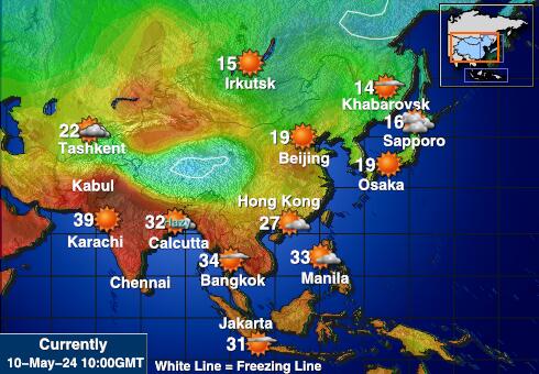 Azië Weer temperatuur kaart 