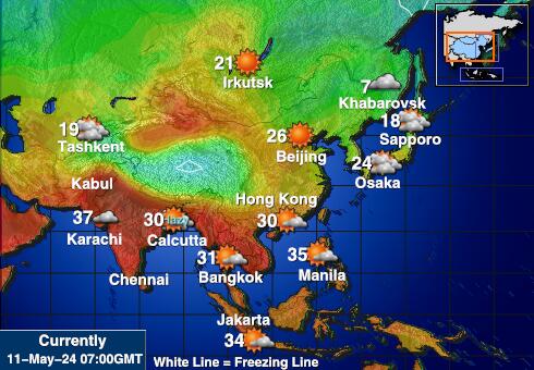 Asie Carte des températures de Météo 