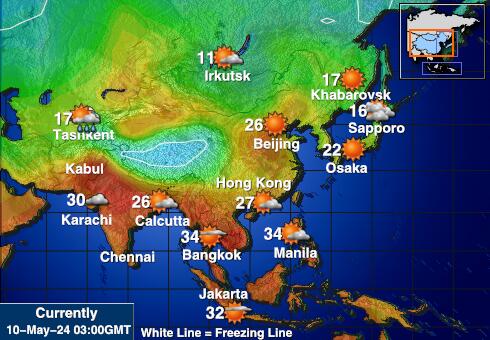 Asia Været temperatur kart 