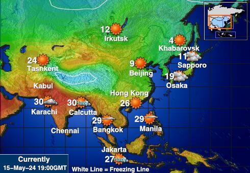 Aasia Sää lämpötila kartta 