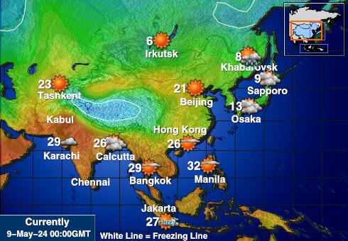 آسيا خريطة درجة حرارة الطقس 