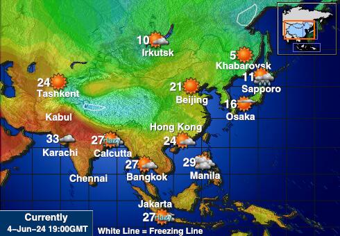 Asia Harta temperaturii vremii 