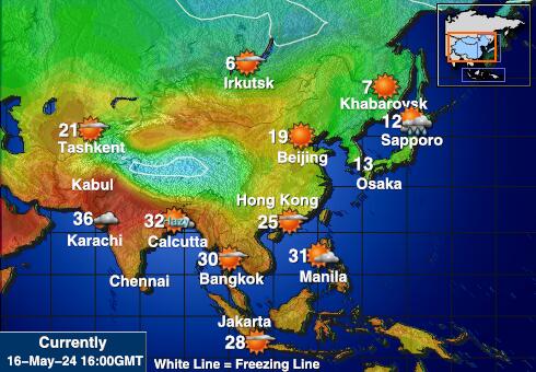 Azië Weer temperatuur kaart 