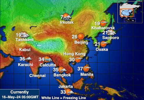 아시아 날씨 온도지도 