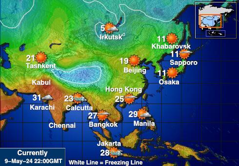 Asia Weather Temperature Map 