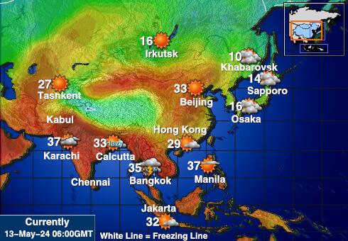 亚洲 天气温度图 