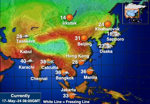 Asia Peta suhu cuaca 