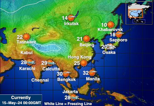 Asia Mapa de temperatura Tiempo 