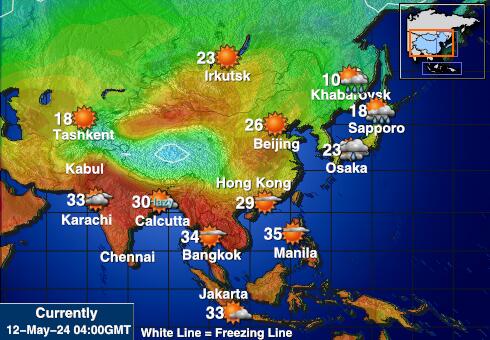 Asien Wetter Temperaturkarte 