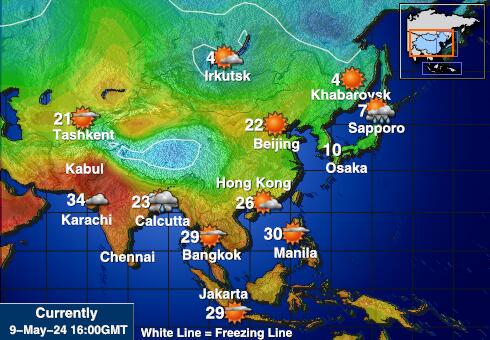 Asien Wetter Temperaturkarte 