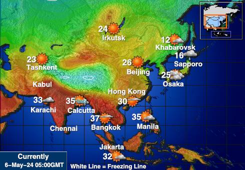 Asia Været temperatur kart 