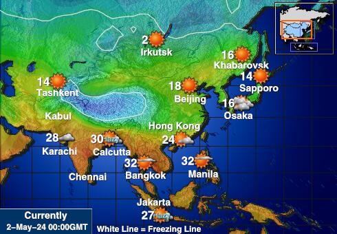 آسيا خريطة درجة حرارة الطقس 