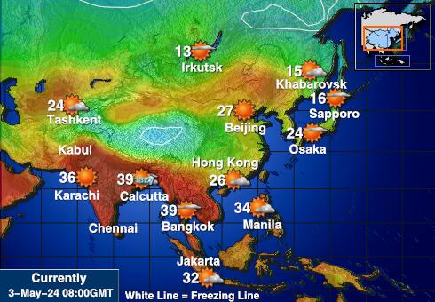 Aasia Sää lämpötila kartta 