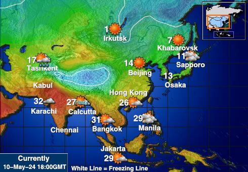 Asia Peta suhu cuaca 