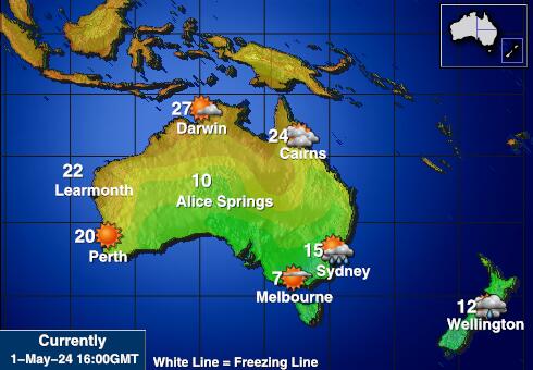 Austrália Mapa temperatura Tempo 