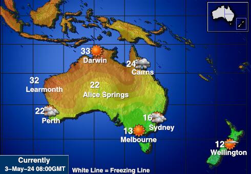 Australija Vremenska prognoza, Temperatura, karta 