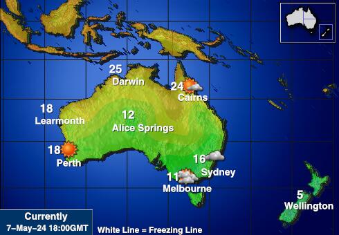 Австралия Температурна карта за времето 