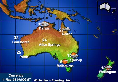 Australië Weer temperatuur kaart 