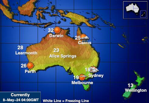 Australija Vremenska prognoza, Temperatura, karta 