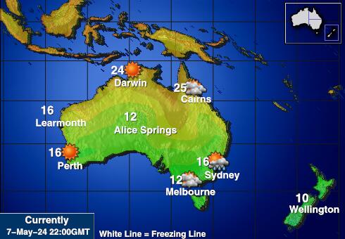 Аустралија Временска прогноза, Температура, Карта 