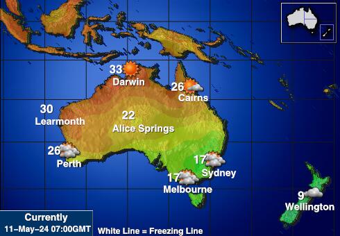 Австралия Температурна карта за времето 