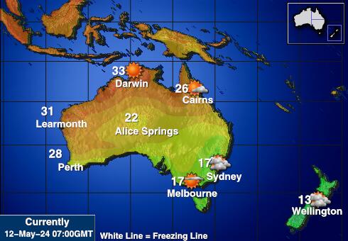 Australia Mapa de temperatura Tiempo 