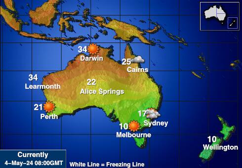 Ausztrália Időjárás hőmérséklet térképen 