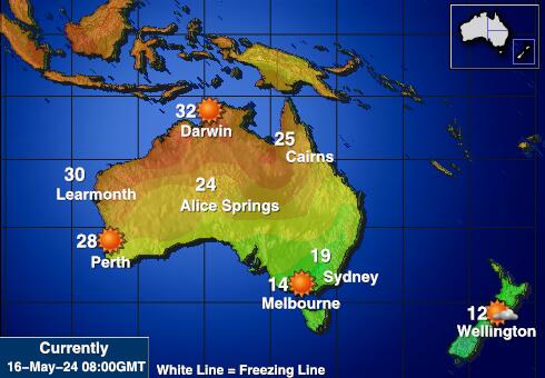 Australië Weer temperatuur kaart 