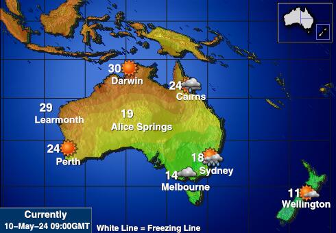 أستراليا خريطة درجة حرارة الطقس 