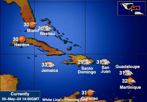 Μπαχάμες Θερμοκρασία Καιρός χάρτη 