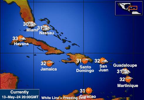 Μπαχάμες Θερμοκρασία Καιρός χάρτη 