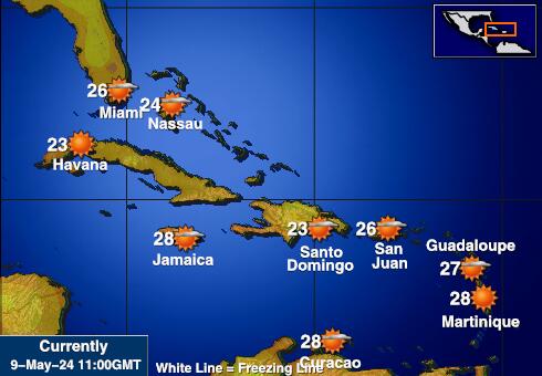 Багамские о-ва Карта погоды Температура 