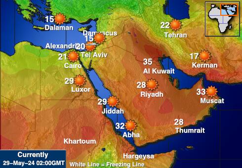 Bahrein Mapa de temperatura Tiempo 