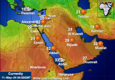 बहरीन मौसम का तापमान मानचित्र 