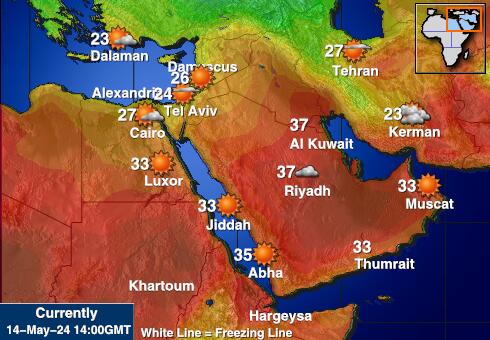 Bahrein Vremenska prognoza, Temperatura, karta 