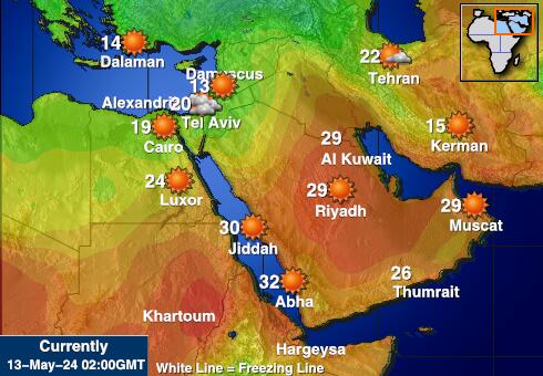 Bahrein Mapa de temperatura Tiempo 