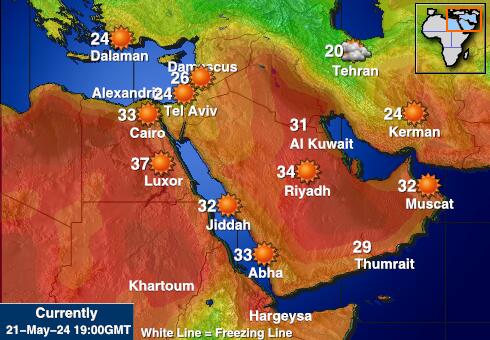 Bahrein Weer temperatuur kaart 