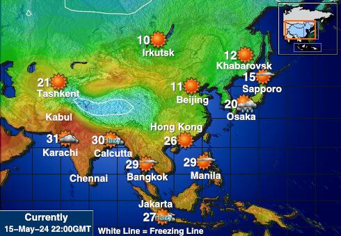 Bangladesh Mapa temperatura Tempo 