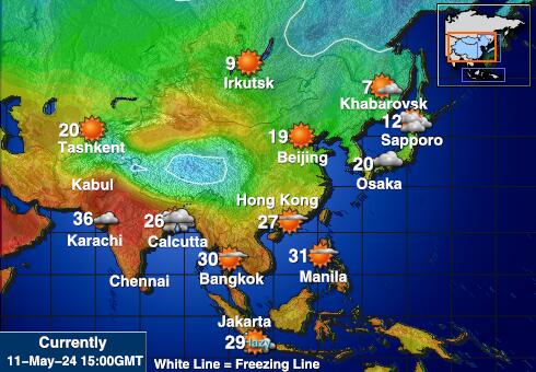 Bangladeš Vremenska prognoza, Temperatura, karta 